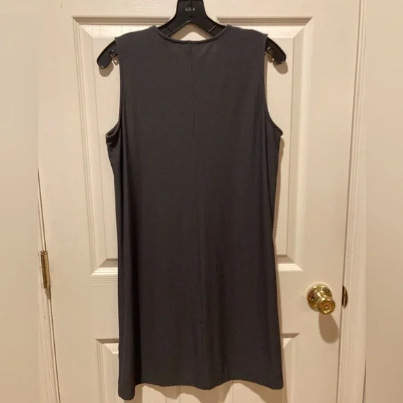 Eileen Fisher Gray Sleeveless Shift Dress Casual Lounge Career Woman Size Medium - Picture 13 of 13